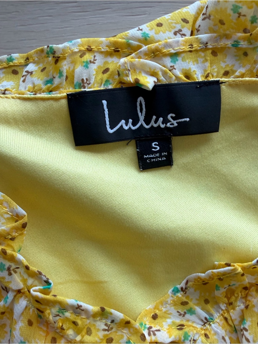 Lulu's Yellow Off-Shoulder Floral Ruffle Crop Top - Picture 3 of 4